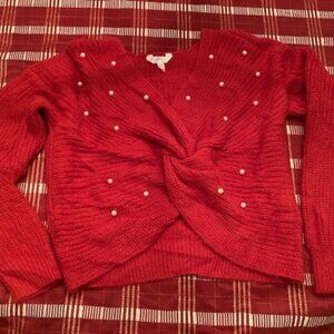 Red beaded sweater -Size XL